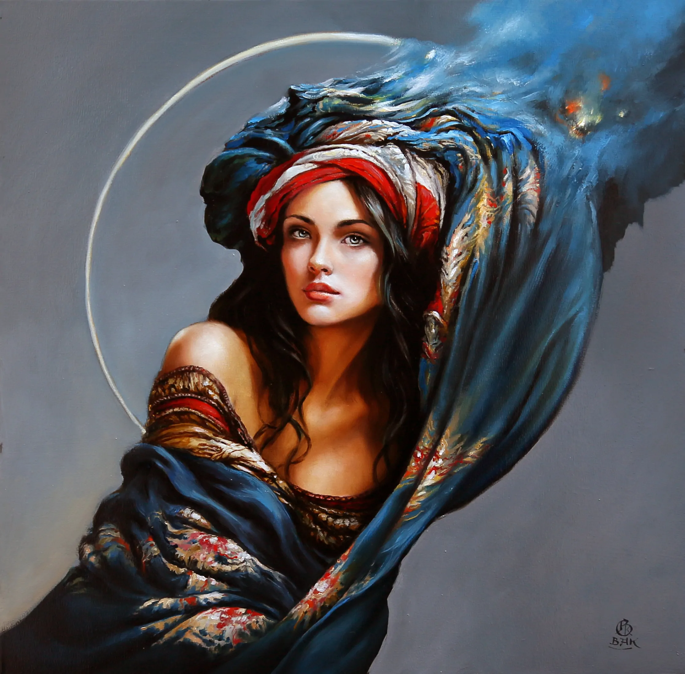 ŻAR BŁĘKITU, 60 x 60 cm, olej/płótno, 2025