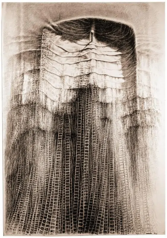 totem cykl babel rysunek piorko tusz papier100 x 70 cm